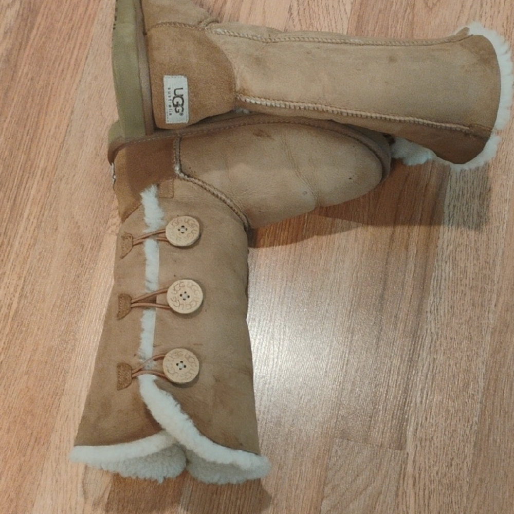 UGG Brown Shearling Button Boots - Picture 7 of 16